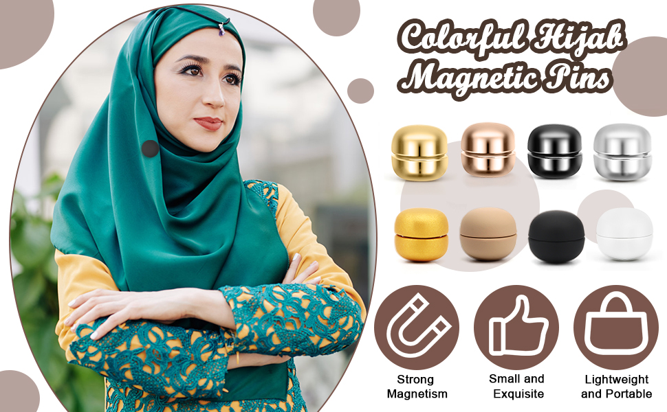  Hijab Magnets, 16PCS Hijab Pins For Women, Multi-Use Magnetic Pins with Strong Magnetic, Colorful Magnetic Buttons For Clothing, Safety Scarf Pins Dress Pins