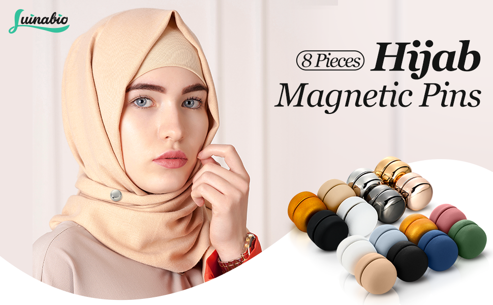  Hijab Magnets, 16PCS Hijab Pins For Women, Multi-Use Magnetic Pins with Strong Magnetic, Colorful Magnetic Buttons For Clothing, Safety Scarf Pins Dress Pins