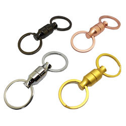 Personalized Custom Engraved Logo Zinc Alloy Metal Key Holder Permanent Dual Durable Clasp Magnetic Keychain Magnet Keyring