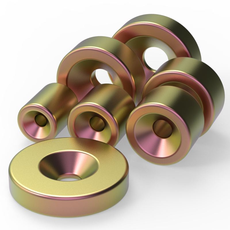 Excellent Quality Golden Supplier Price N30 N35 N42 N52 Neodymium NdFeB Ring Magnet Assembly with Countersunk Hole