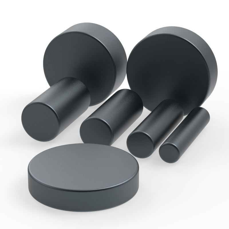 Custom N30 N33 N35 N52 Black Epoxy Neodymium Cylinder Magnet Round NdFeB Disc Magnetic Assembly Materials Strong Magnets