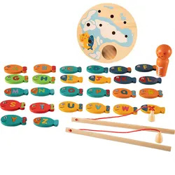 Colorful Early Children Educational Magnetic Wooden Alphabet Fishing Toys