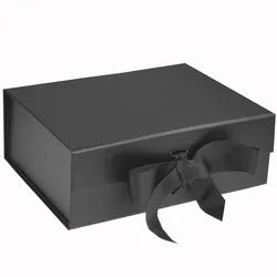 Rigid Cardboard Magnetic Paper Gift Folding Boxes With Ribbon Closure For Wedding Dress