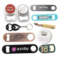 gold plated metal travel fridge magnet bottle opener 