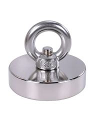 Magnet for River Or Fishing Double-Sided Round Neodymium Magnet with Eyebolt 1200lbs Pulling Force Neodymium Fishing Magnets