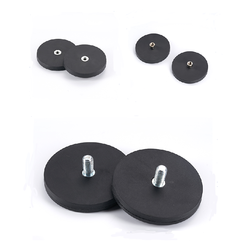 China Supplier Car Assemblies D43 D66 D88 Rubber Coated Neodymium Pot Magnets with Screw Threa