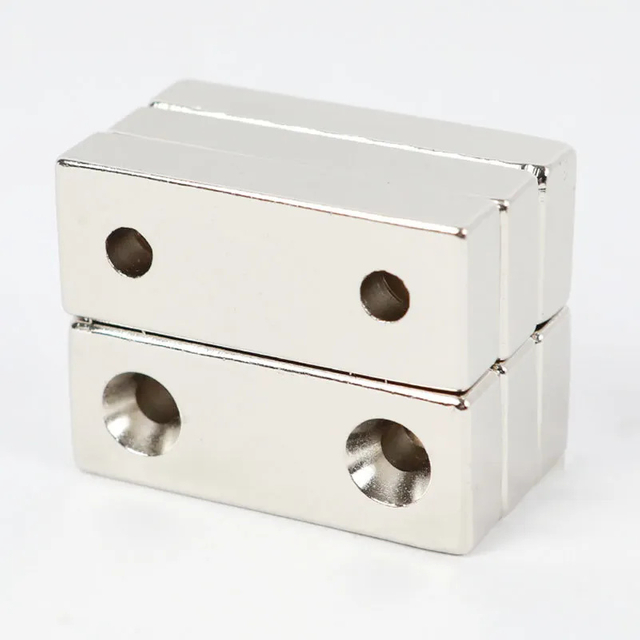 N35 2023 hot selling super strong custom rare metal neodymium Rectangular double sinker hole magnet