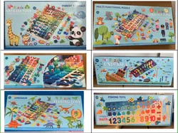 Kids Wooden Magnetic Fishing Game Shape Match Board Montessori Education 