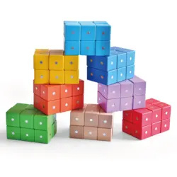 Cubes Toy Wooden Magnetic Building Blocks DIY Build Can Magnet