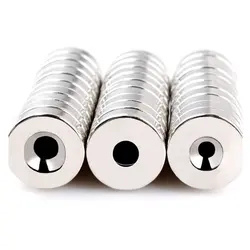 8 - 30mm Super Strong N35 N52 Nickel Plating Disc Neodymium Magnet With Countersunk Hole