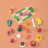 Baby Educational Pretend Role Play Magnetic Simulation Wooden Kitchen Food Fruits Vegetables Cutting Toys Set 