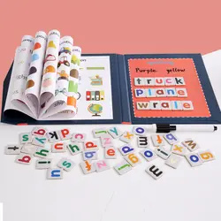 Kids Fun Book Clip Magnetic Word Spelling English Learning Game Early Educational Wooden Toys