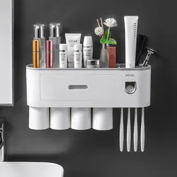 Magnetic Toothbrush Holder Bathroom Accessories Automatic Toothpaste Squeezer Dispense