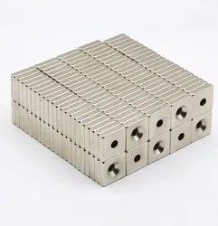 Super Strong Countersunk Hole Permanent Neodymium Magnet Blocks High Quality Block Magnet Wholesale Single Hole Square Magnet