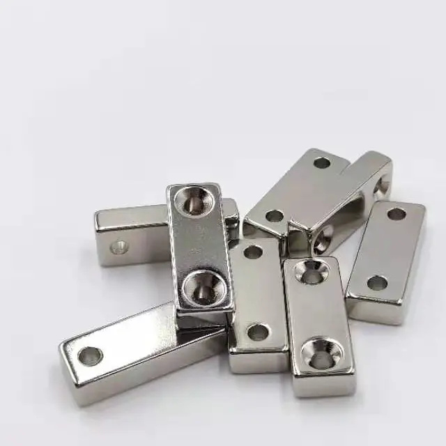 Permanent countersunk neodymium magnet rectangular with hole 2 block ndfeb magnet super strong magnets neodium NI