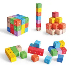 Cubes Toy Wooden Magnetic Building Blocks DIY Build Can Magnet