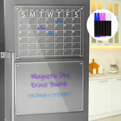 Magnetic Notepad Acrylic Clear Weekly Meal Planner Board Reusable Dry Erase Board Week Calendar Refrigerator Magnet