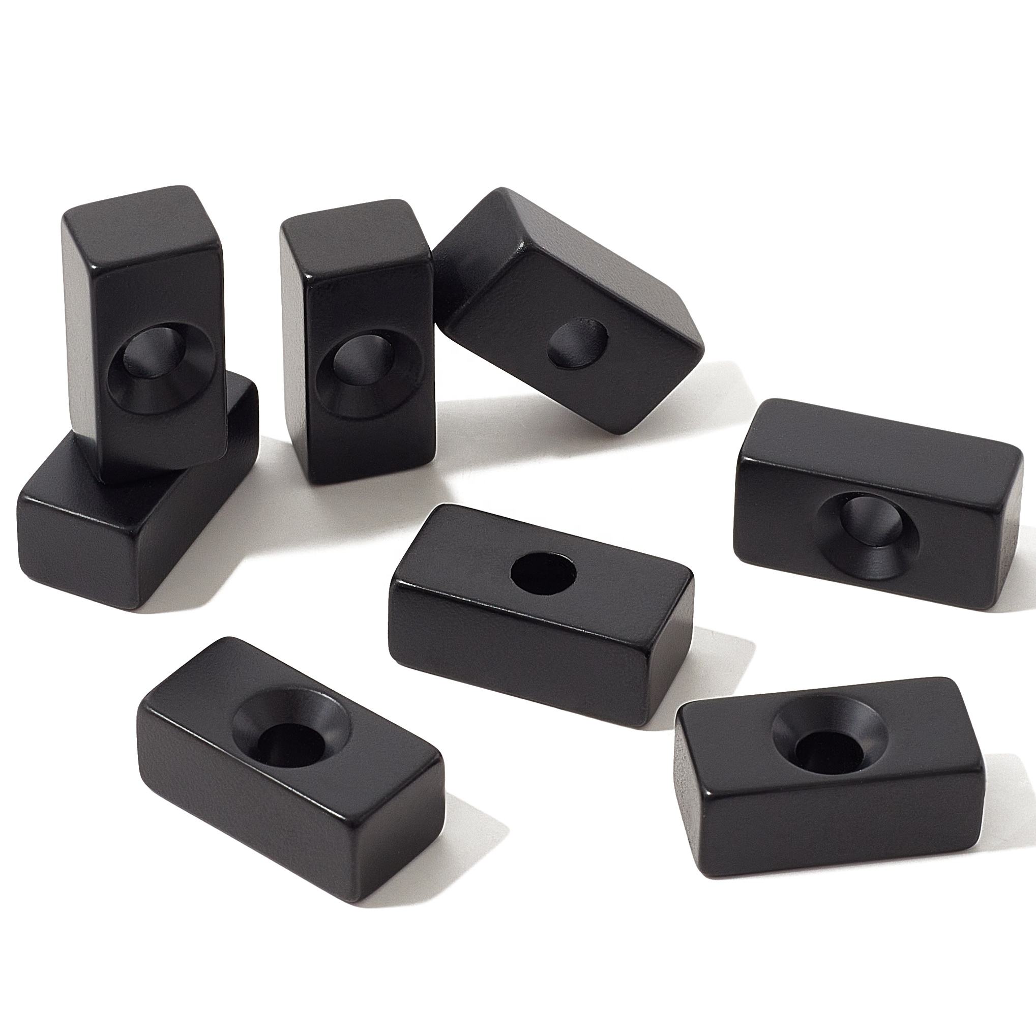 Custom N35-N52 Strong Permanent Neodymium Industrial Epoxy Underwater Friendly Block Rectangular Magnet with Countersunk Hole