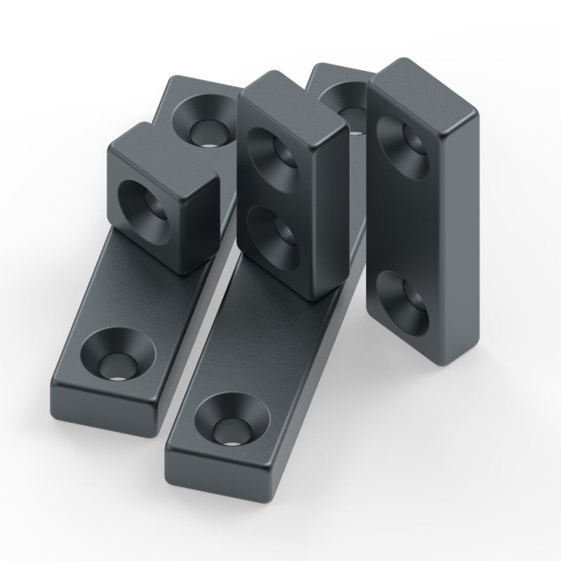 N35 N38 N40 N42 Black Epoxy Rectangular Block Neodymium Magnet With Countersunk Hole Waterproof Industrial Fixture Magnet