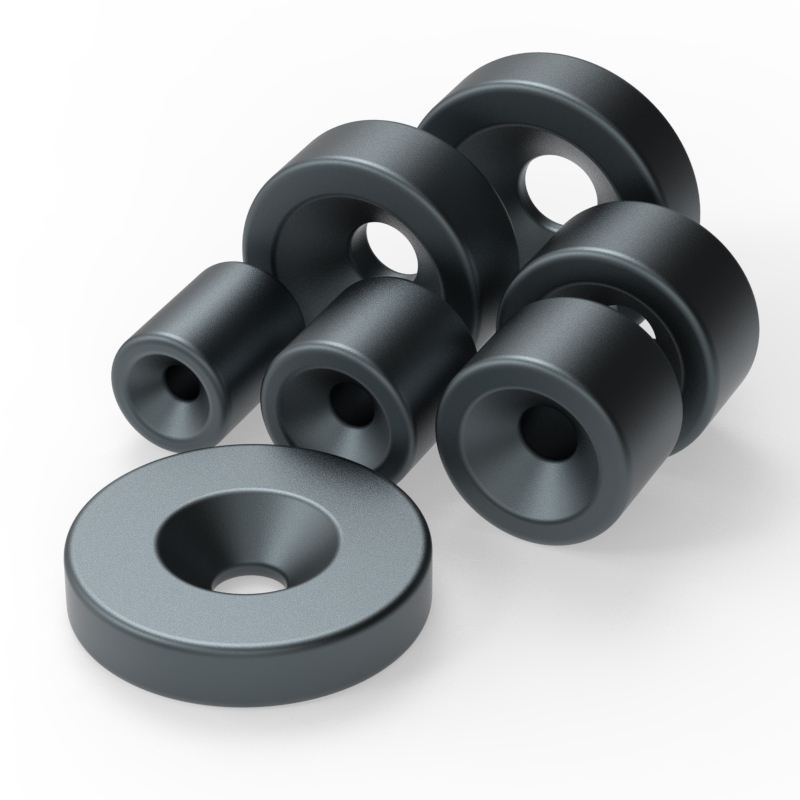 N35 N38 N40 N42 Waterproof Black Epoxy Coated Screw Countersunk Ring Neodymium Magnet with Countersink Hole