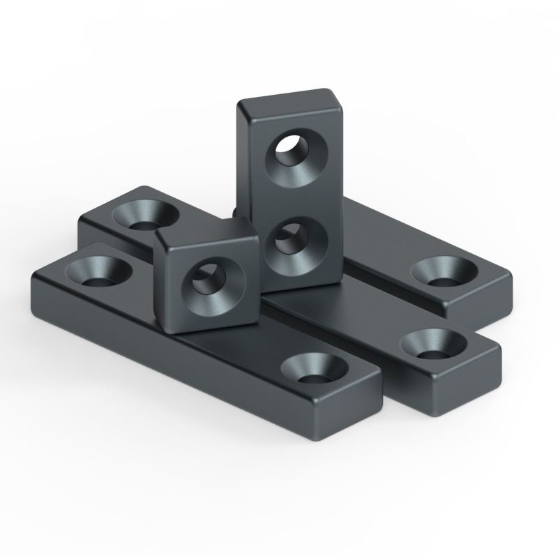 N35 N38 N40 N42 Black Epoxy Rectangular Block Neodymium Magnet With Countersunk Hole Waterproof Industrial Fixture Magnet