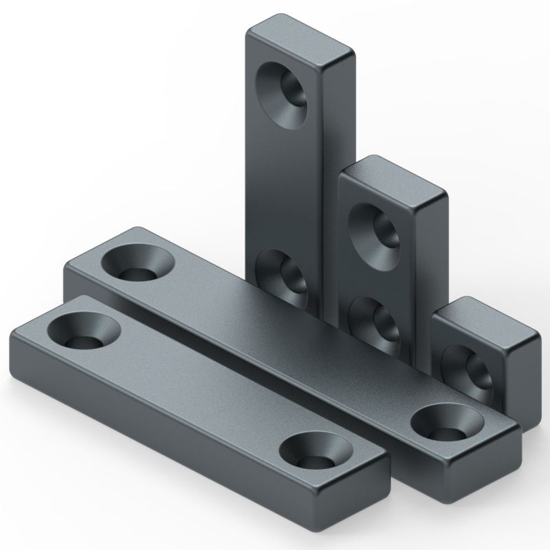 N35 N38 N40 N42 Black Epoxy Rectangular Block Neodymium Magnet With Countersunk Hole Waterproof Industrial Fixture Magnet