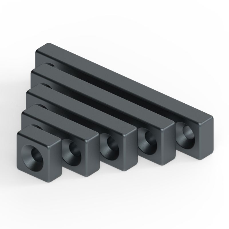 N35 N38 N40 N42 Black Epoxy Rectangular Block Neodymium Magnet With Countersunk Hole Waterproof Industrial Fixture Magnet