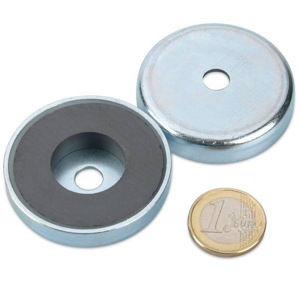 Manufacturer Round Ferrite Pot Magnet with Countersunk Hole for Rustproof Fixing Mounting