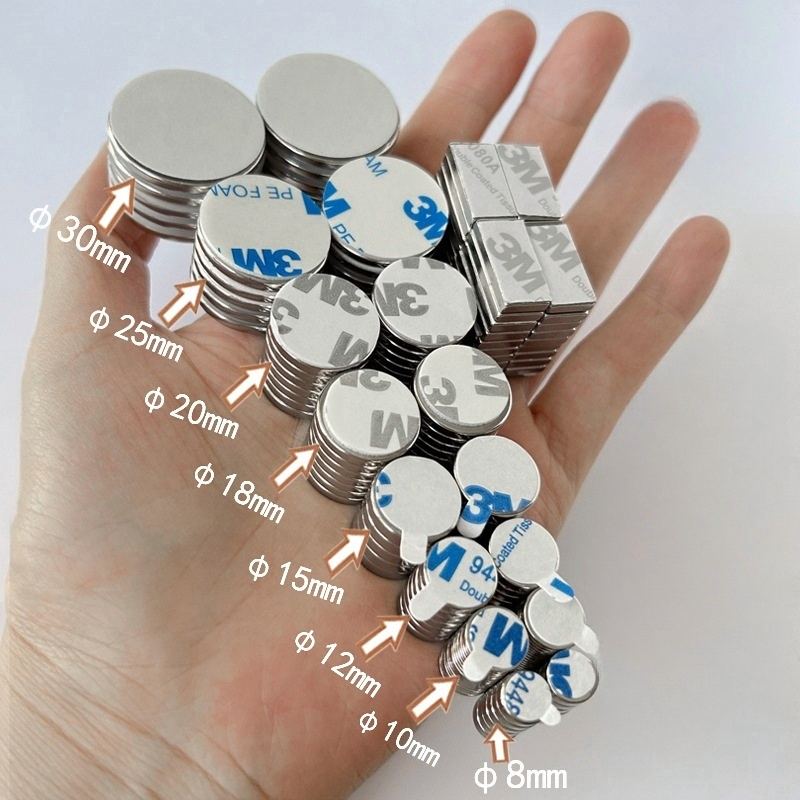 Custom Permanent Neodymium Round Rectangle Magnets Magnet with 3m Adhesive Strong N35-N52 Grade
