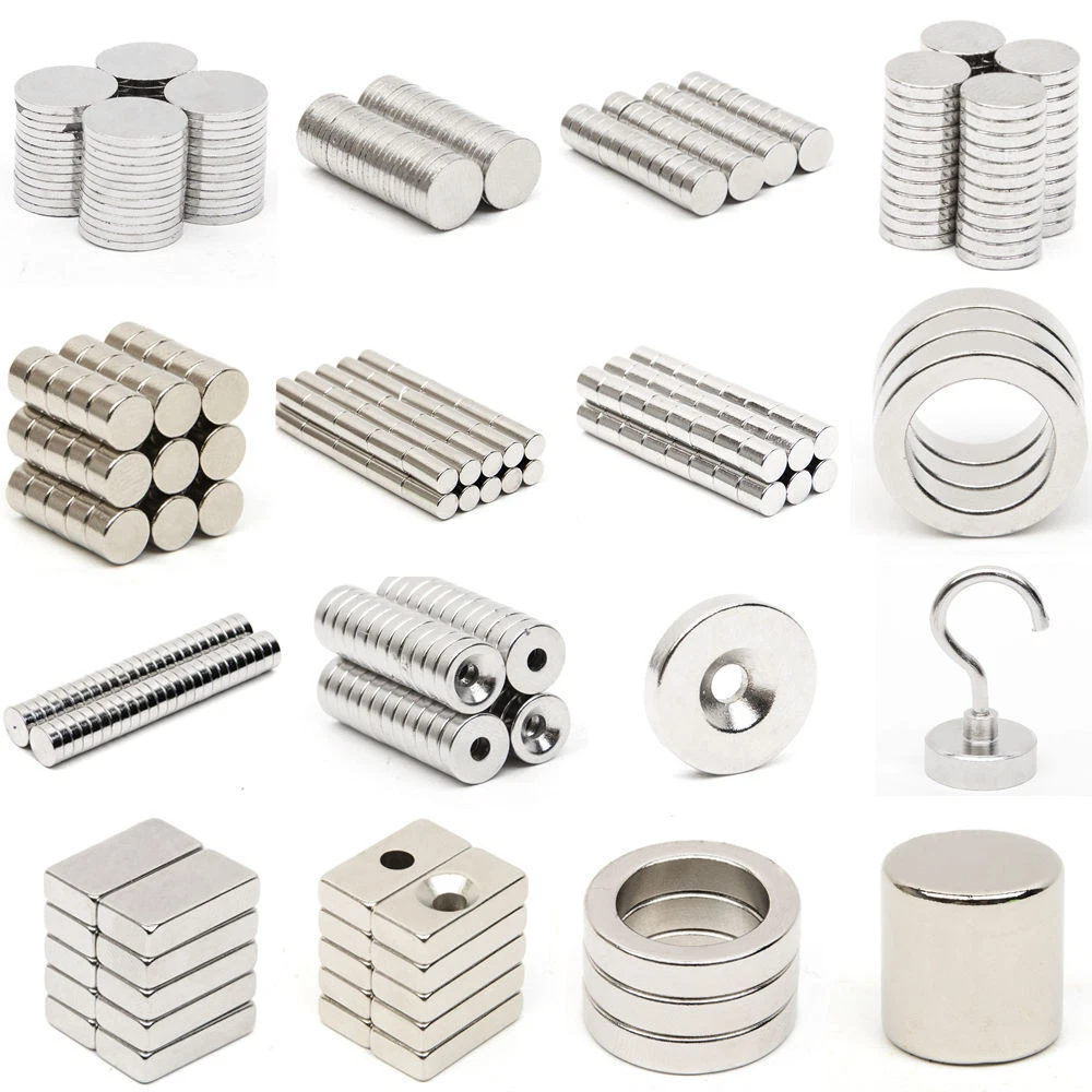 Custom N28 N30 N35 N40 N42 N52 Round Sheet Ring Arc Cube Square Block Rectangle Cylinder Permanent Neodymium Magnets NdFeB Magnet 