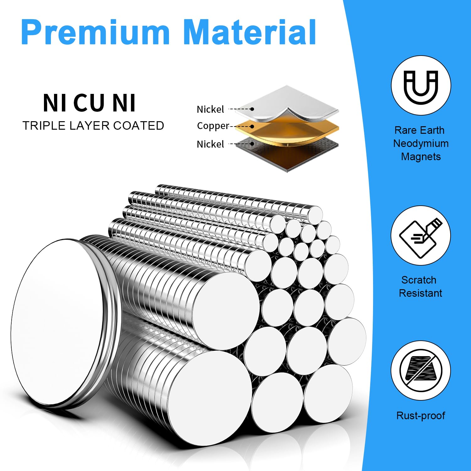 N52 N42 N35 N38 Powerful Sintered Round Sheet Neodym Neodymium Magnet Magnets