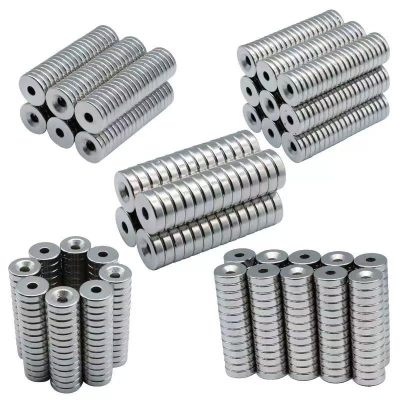 Custom Strong N52 Neodymium Ring Magnets Countersunk Hole Permanent Round Disc Magnets For Industrial Holding Mounting Fishing