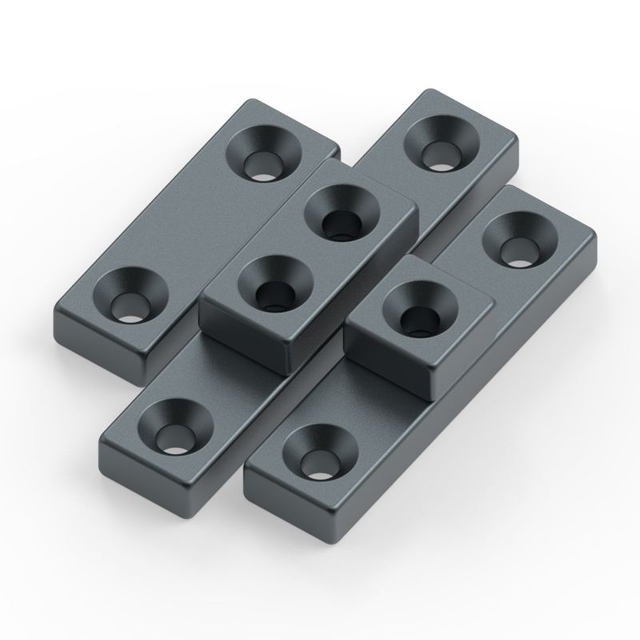 N35 N38 N40 N42 Black Epoxy Rectangular Block Neodymium Magnet With Countersunk Hole Waterproof Industrial Fixture Magnet
