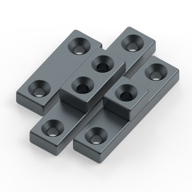 N35 N38 N40 N42 Black Epoxy Rectangular Block Neodymium Magnet With Countersunk Hole Waterproof Industrial Fixture Magnet